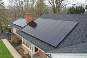 sleek solar panels on roof of home