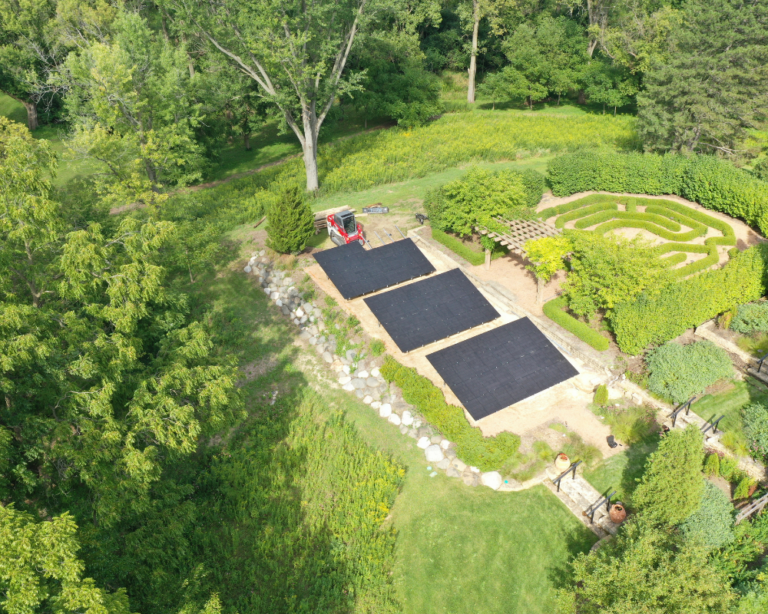 Solar Install in Barrington Hills Overview Shot from Drone